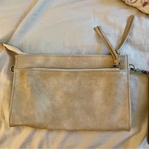 Joy Susan Beige Faux Leather Clutch Zippered Purse